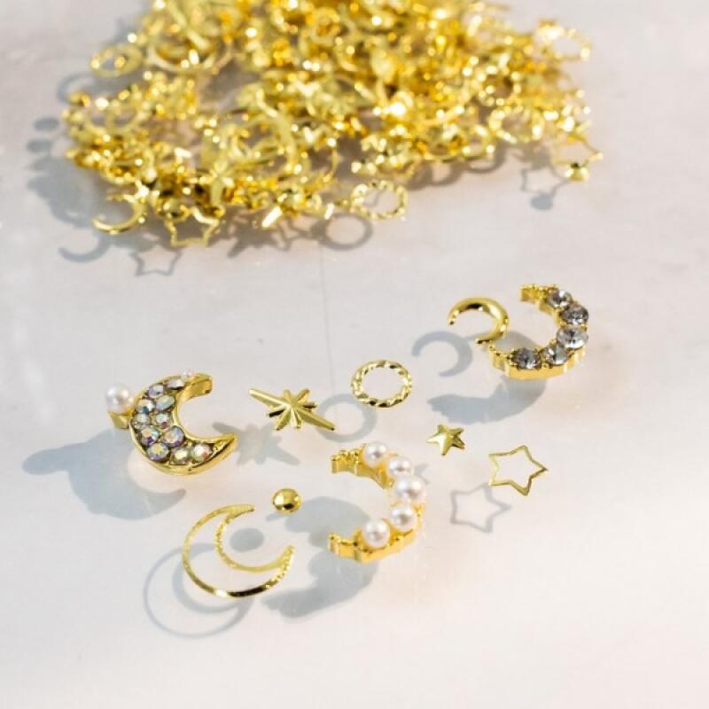 Crescent Moon and Star Point Metal Charm Parts Set