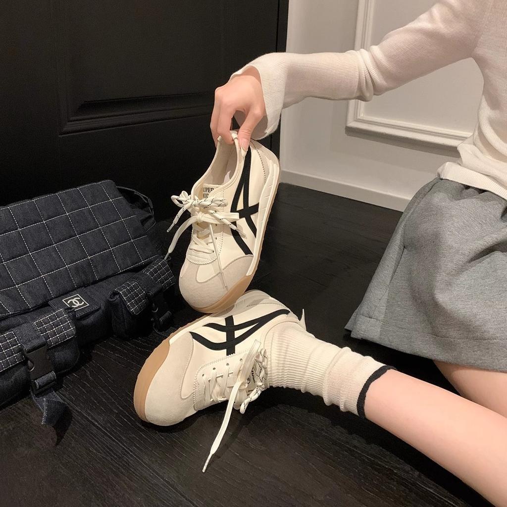 Cowhide Version~ Heightened Platform Forrest Gump Training Shoes Women's 2025 Spring New Ugly Cute Shoes Little White Shoes Casual Board Shoes