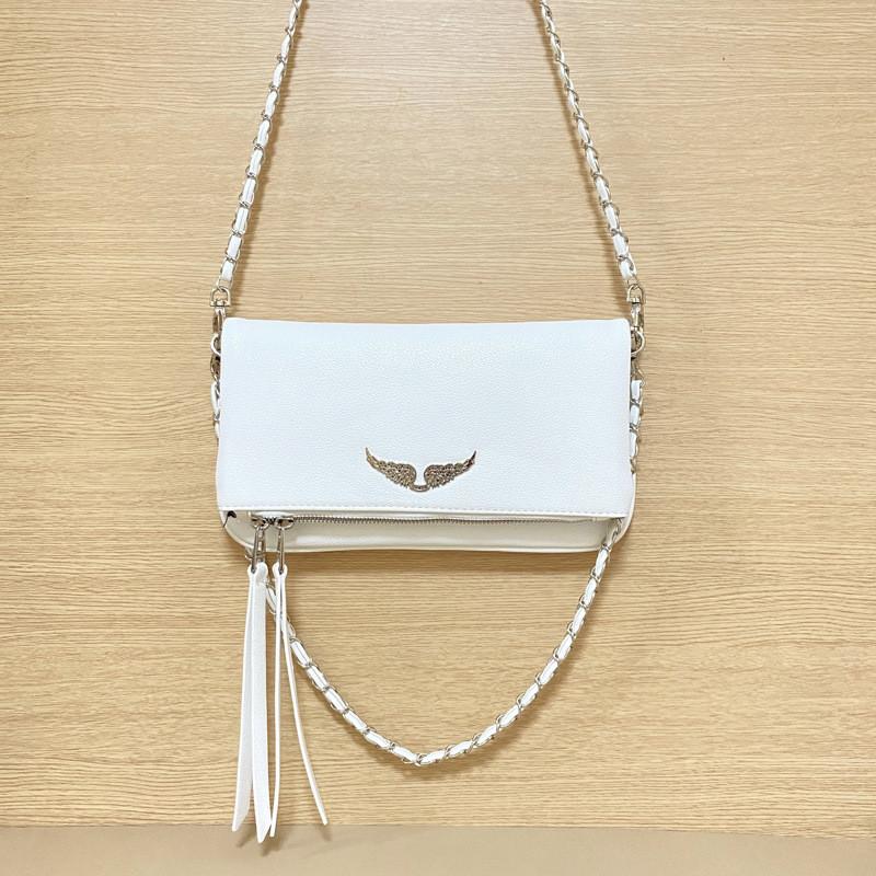 Simple Solid Color Gold Wing Decoration Women Casual Shoulder Bag Tassels With