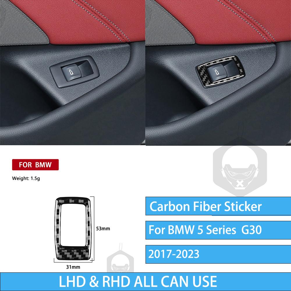 For BMW 5 Series G30 Interior Accessories 2017- Central Gear trument Reading Light Full Set Carbon Fiber Cover Stickers 49