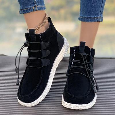 European and American Short Tube Women's Suede Cotton Boots 2024 New Elastic Band Martin Boots Large Size Cotton Shoes High Top Cloth Casual Shoes