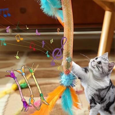 Katze Interaktives Spielzeug Katzenminze Elastisches Seil Spielzeug mit Federn und Glocke Indoor Kätzchen Sprechendes Spielzeug Katze Teaser Jagd Haustier Katzen Spielzeug