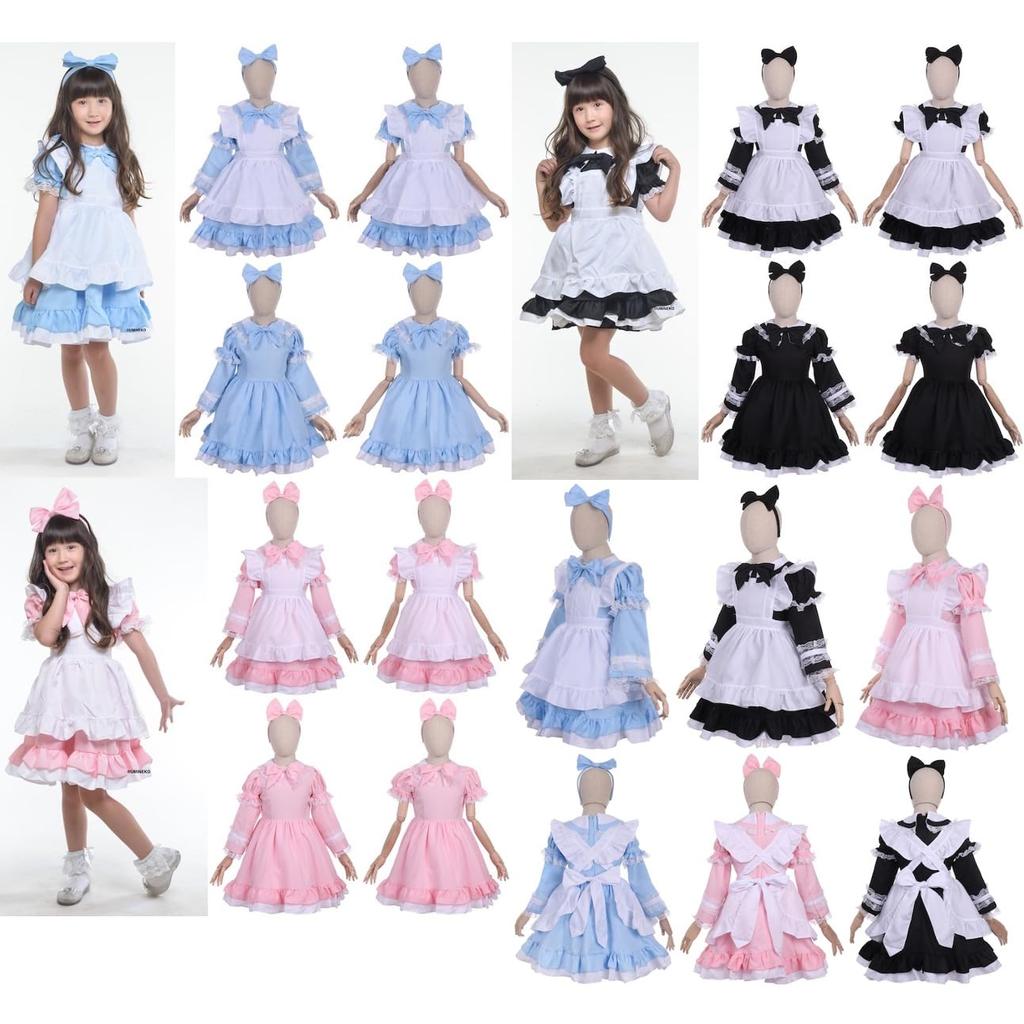 Pumpkin Parade Halloween Costume Set for Girls: Alice Dress 3-Piece Set (120cm-130cm) Black