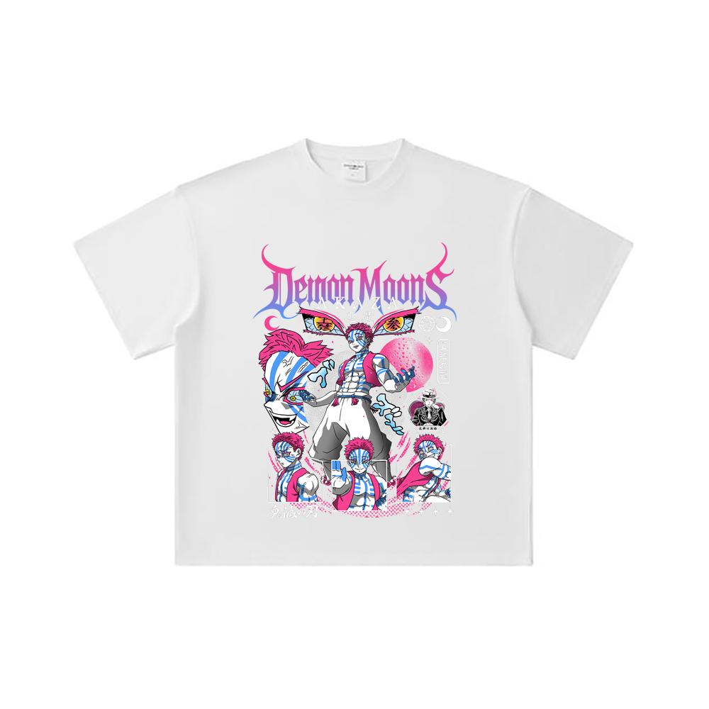 260 GSM Double Yarn 32 Count 100% Cotton Demon Slayer V31 Akaza Print Unisex Heavy Cotton T Shirt