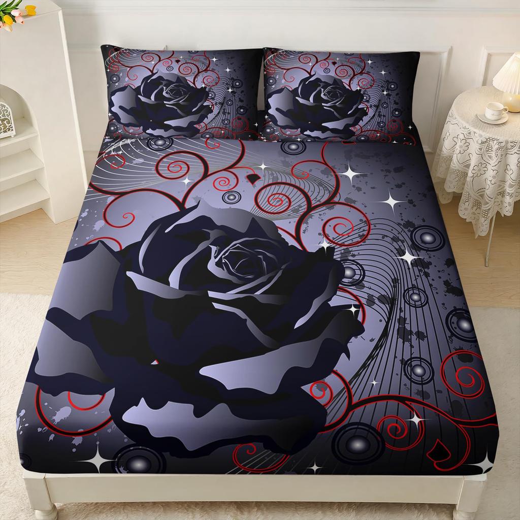 Galaxy Moonlight Moth Pattern Mattress Three-Piece Set Digital Printing Bedding Set Mattress Three-Piece Set