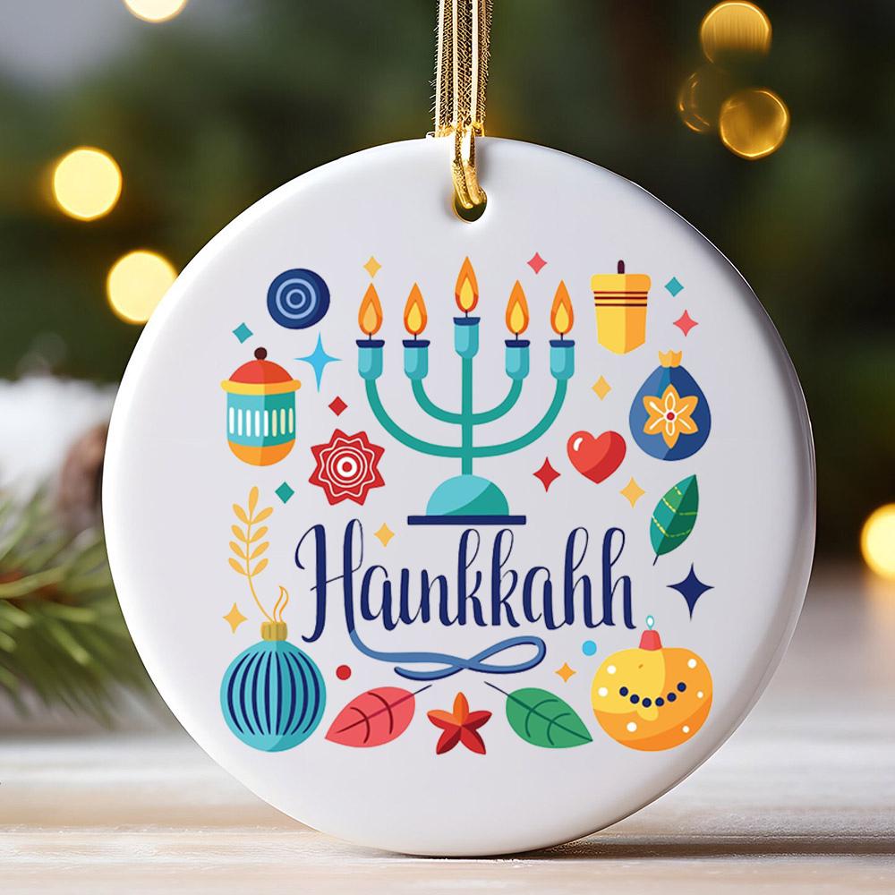 Happy Hanukkah Ornament Chrismukkah Keepsake Interfaith Family Gift Ideas Je and Christian Family Decorations