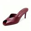 Soleist Women's Gold Patent Leather Heeled Slippers, Sexy Peep Toe Slide Sandals Elegant Banquet Party Dress Shoes Zapatos De Mujer