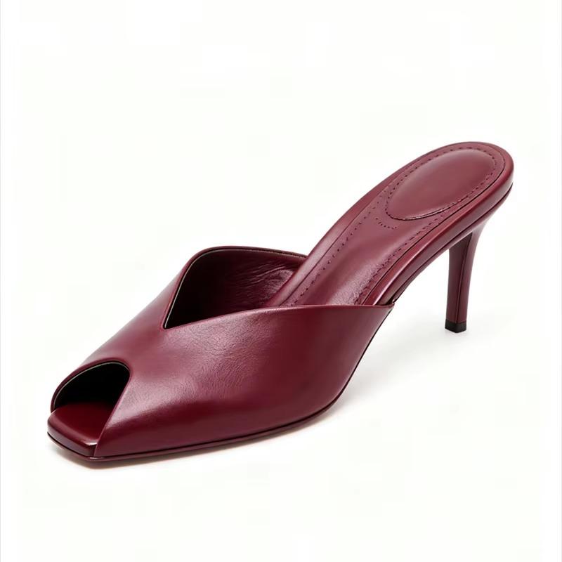 Soleist Women's Gold Patent Leather Heeled Slippers, Sexy Peep Toe Slide Sandals Elegant Banquet Party Dress Shoes Zapatos De Mujer