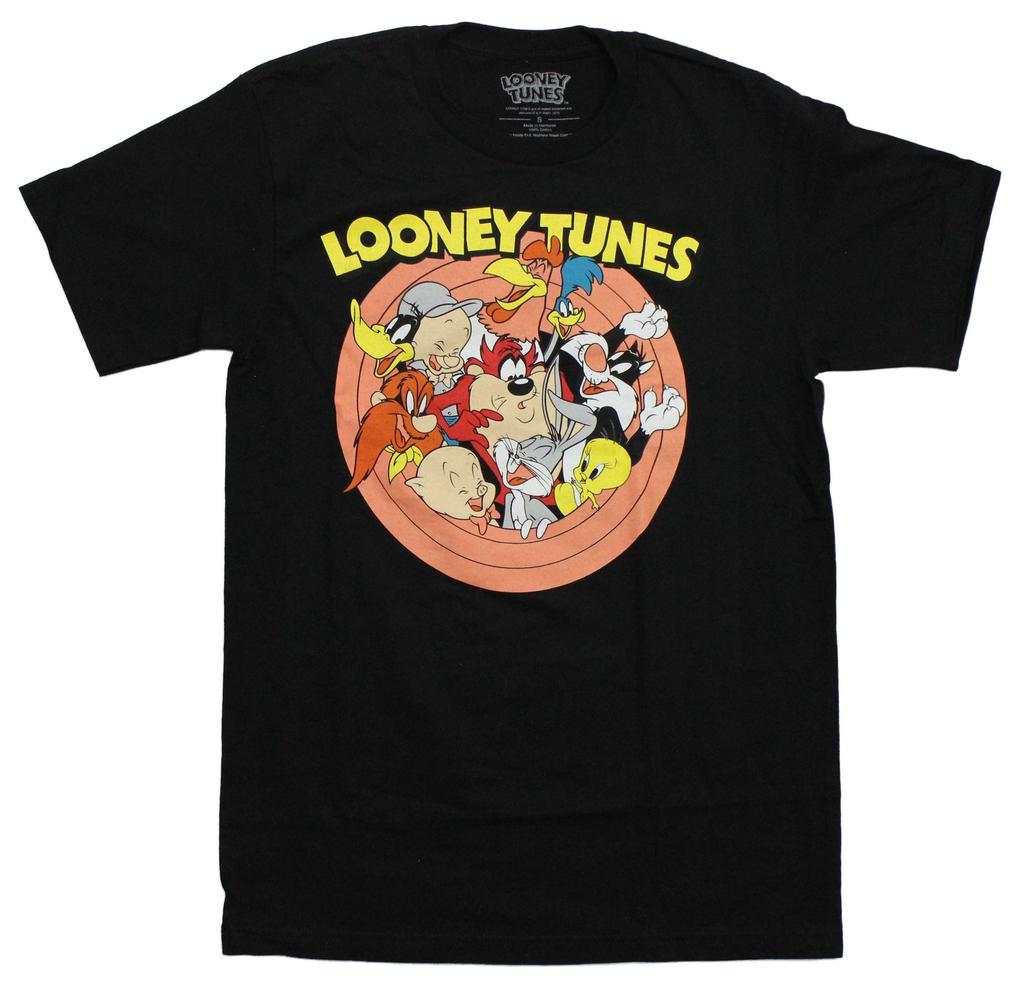 Looney Tunes New Adult T-Shirt - Cast Laughing In Ringed Circle