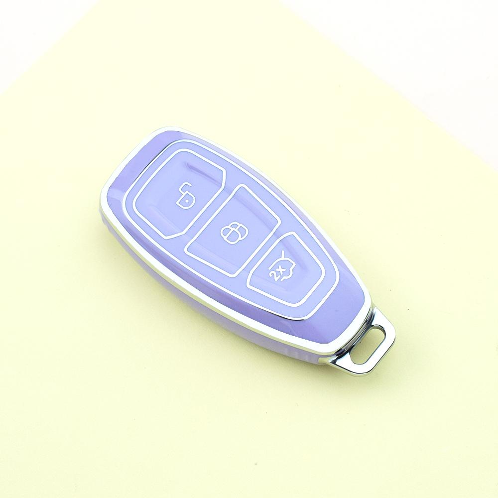 Silver Edge TPU Car Key Case Cover Keyless for Ford Ecosport Kuga Fiesta Focus 3 4 Mondeo Focus ST Remote Shell Fob Holder Protector