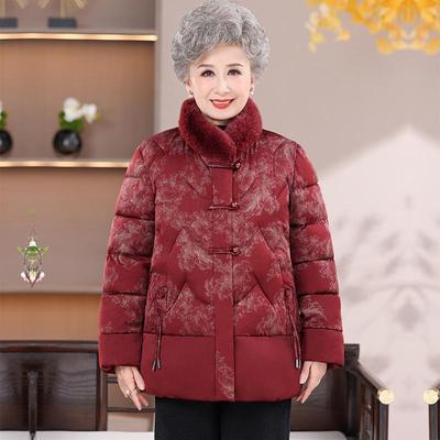Grandma's Warm Velvet-Lined Winter Coat for Middle-Aged and Elderly Women