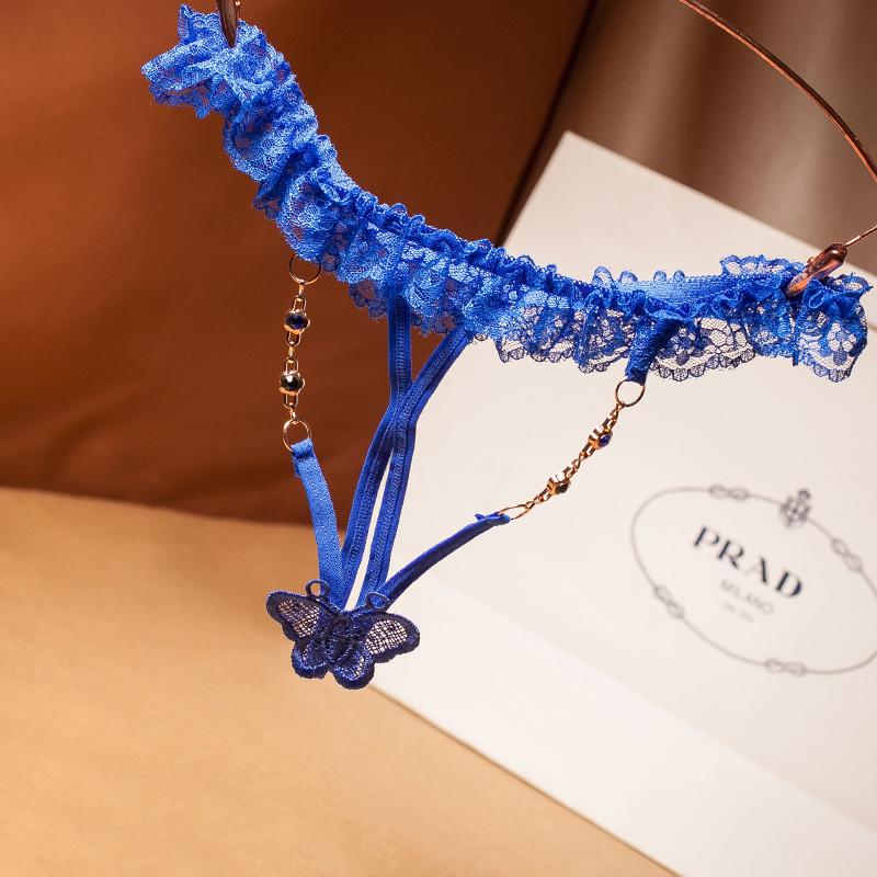 Women Panties Lace Sexy Lingerie G-string  Thin Rope Hollow Open File Beaded Rhinestone No Trace Breathable Underwears