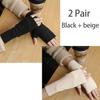 1/2pairs Autumn and Winter Warm Gloves Women's Winter German Velvet Half Finger Plus Velvet Open Finger Telefingers Gloves