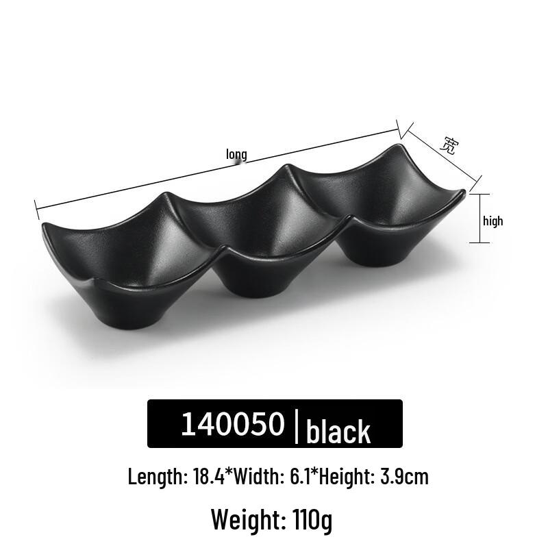 Japanese Style Melamine 3-Compartment Square Dipping Dish