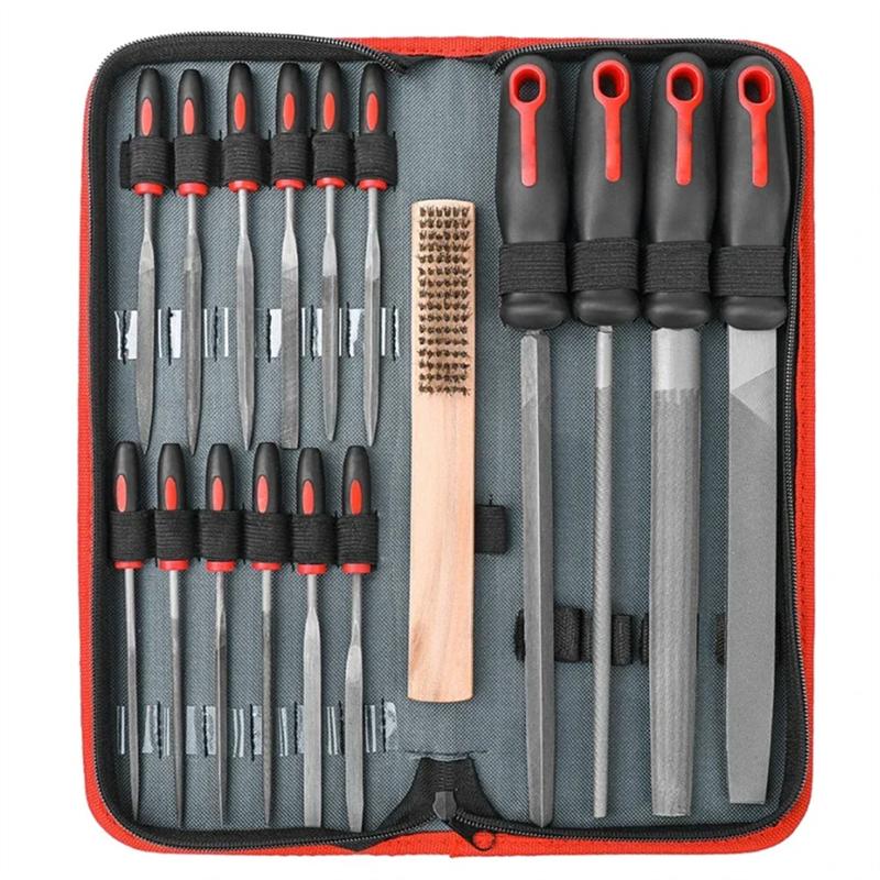 For Metal Hand File Set 16Pcs-Double Pattern Files With Brush Steel, For Metal& Wood File Works Large, Small Files Included