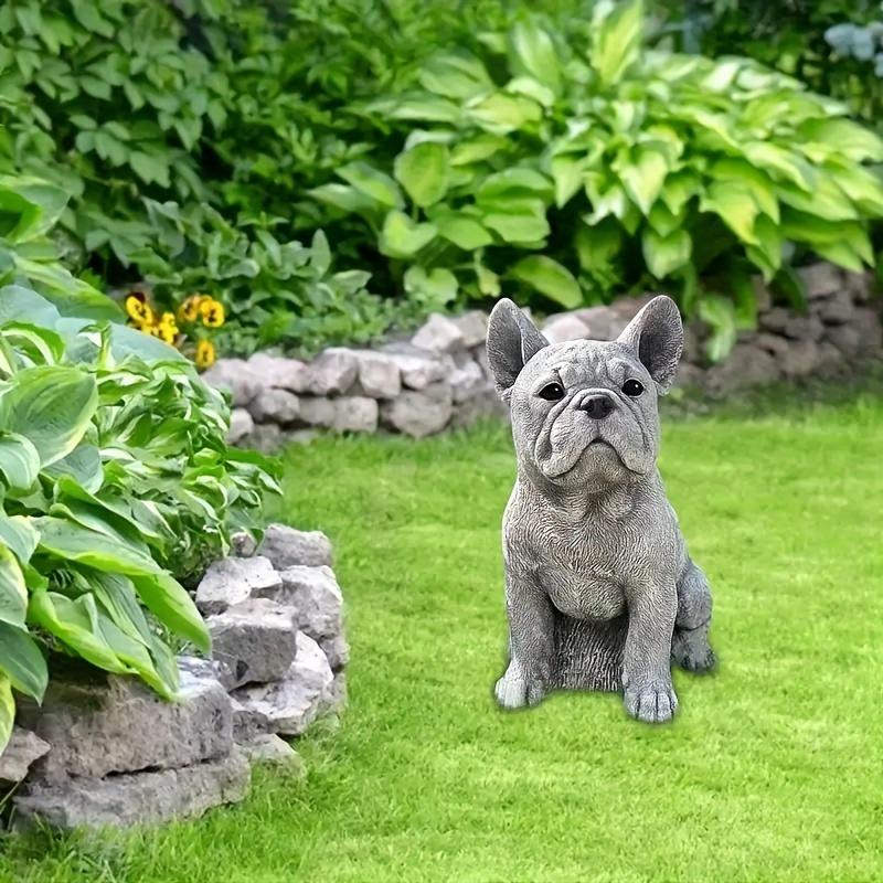 1 süße Dackel- und Französische Bulldoggen-Statue – dekorative Gartenskulptur aus Kunstharz – Heimdekoration für Tierliebhaber – einzigartiges Geschenk
