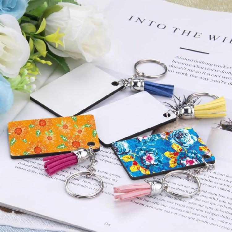 40Pcs Heat Pressed Keychain Blanks Versatile Key Rings for DIY Crafts Supplies