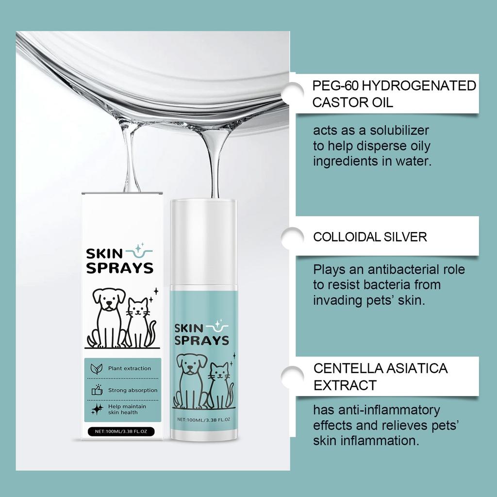 Pet Skin Soothing Spray Relieves Skin Redness And Swelling, Soothing And Restorative Care And  Spray 100ml