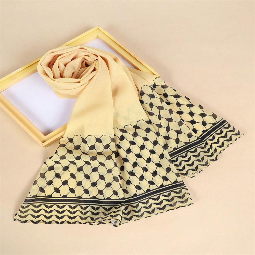 Women Polyester Silk Headscarf With Sunshade And Geometric Design For Summer жёлтый