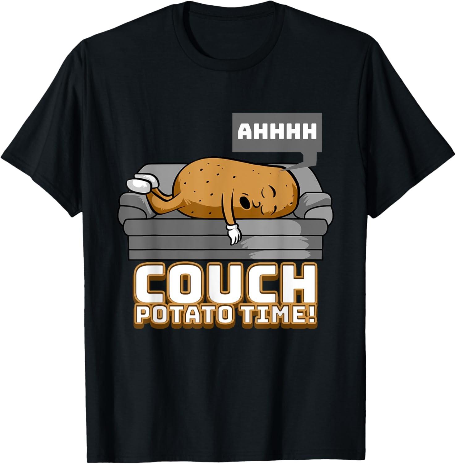 Ahhh Couch Potato Time Funny TV Potato Sofa Food Humor T-Shirt S разноцветный