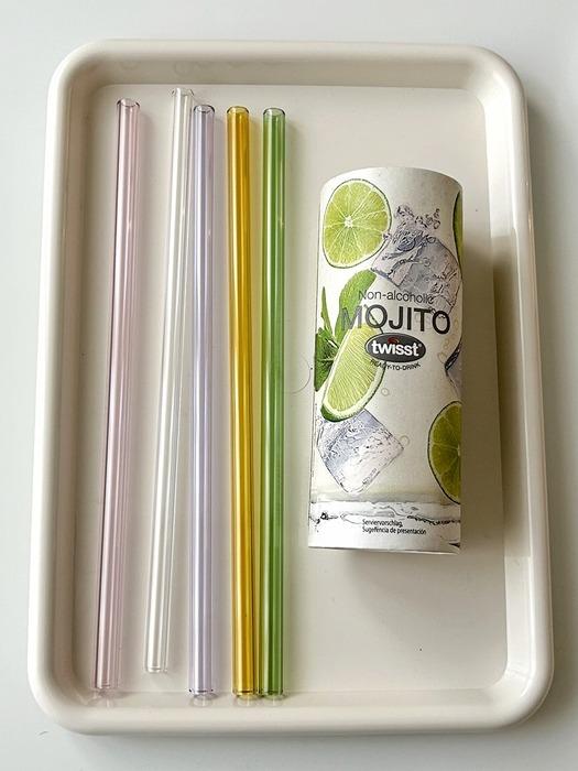 

Elegant Table Colorful Heat-Resistant Glass Straws 5 Types Reusable Straw Cleaning Brush Yellow 1p (800 won)