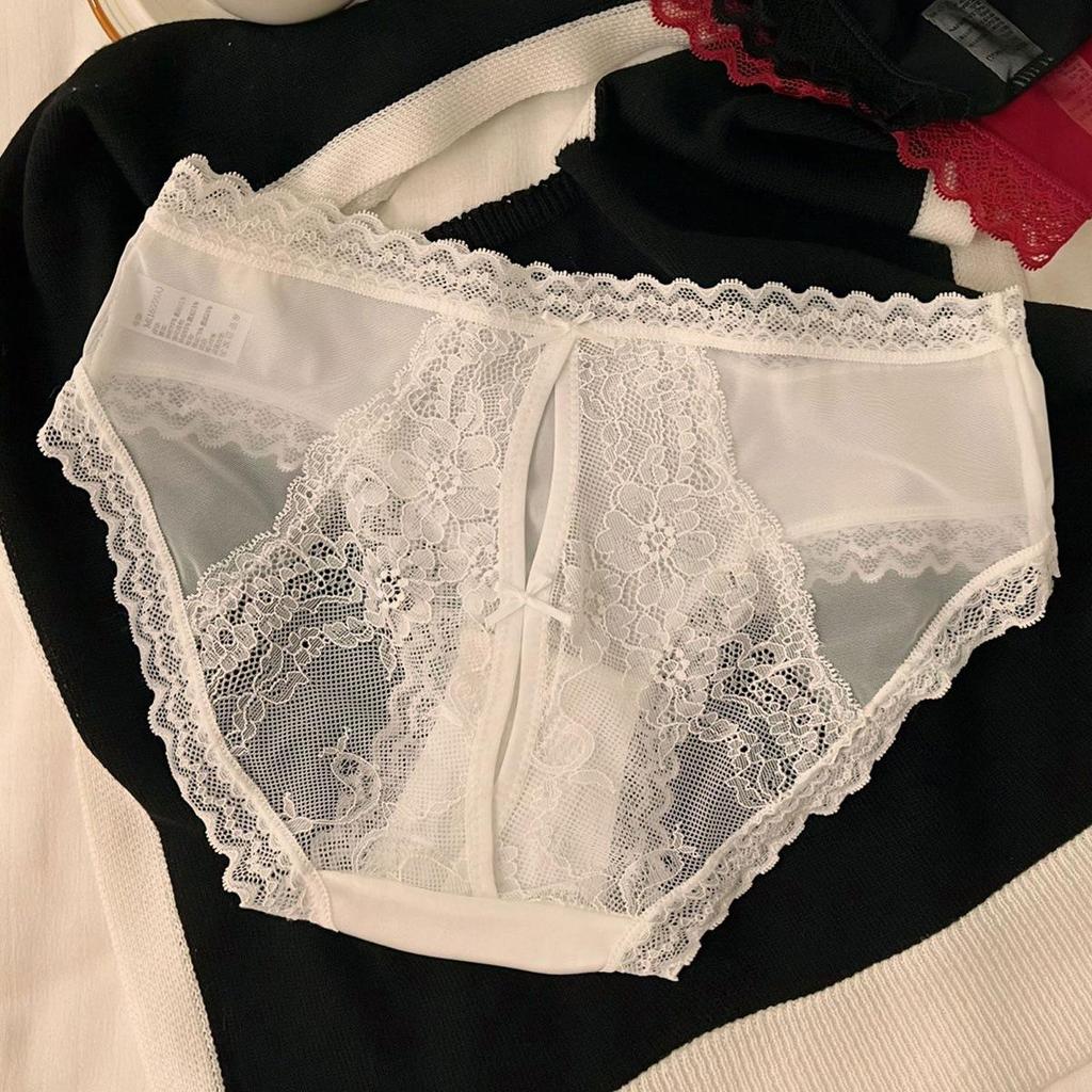 French Satin Lace Panties - Sheer, Seamless, Sexy Thongs for Women
