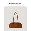 New Niche Design Suede Baguette Bag for Women, Fashionable and Versatile, Soft and Retro Plush Hand-held Shoulder Bag