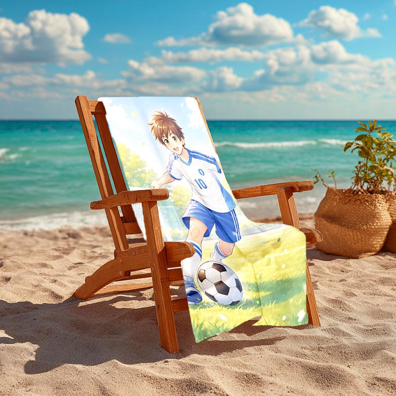 1pc Soccer Dreams Bloom Cartoon Quick Dry Microfiber Bath Towel for Swimming Surfing Camping Unisex Holiday. SJT7201139