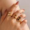 Double Oval Enamel Open Ring Women Stainless Steel Gold Color Trendy Finger Ring Minimalist Geometric Zircon Gift Wholesale