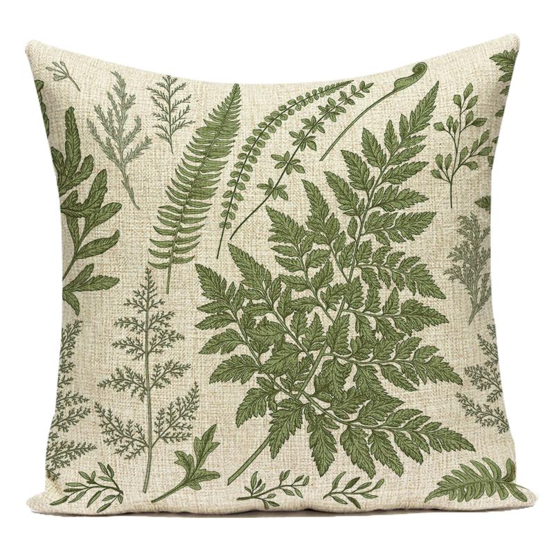 

Polyester Tropical Green Plant Leaf Leaves Decorative Pillows Cushion Cover for Sofa Home Capa De Almofadas Living Room Decor 18x18Inch
