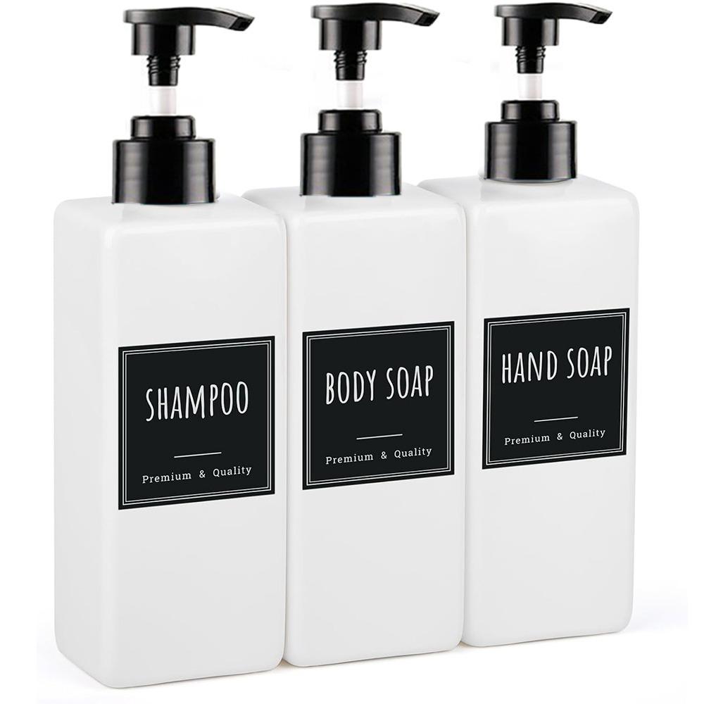 3pcs 500ml with Label Hand Soap Dispenser Set Plastic Bathroom Countertop Soap Dispenser Empty Empty Plastic Dispenser