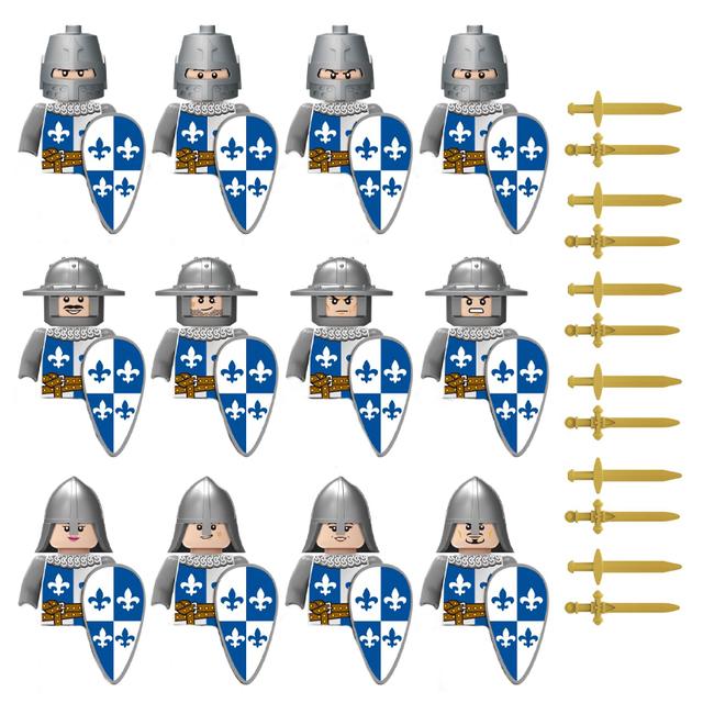 Military Building Blocks Medieval Solider Figures Gifts Toys Weapons Shield Holy Roman Saint Lazarus Jerusalem Knight Legion MOC
