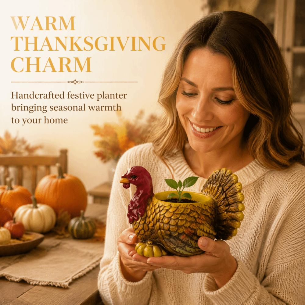 Top-Opening Resin Turkey Planter Pot Fall Harvest Turkey Figurine Candy Bowl Indoor Home