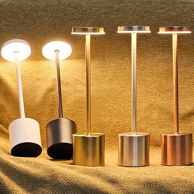 1200MAH USB Rechargeable LED Table Lamp Touch Switch Three Colors Metal Desk Lamp Bedside Lamp Hotel Bar Bedroom Decoration Night Light
