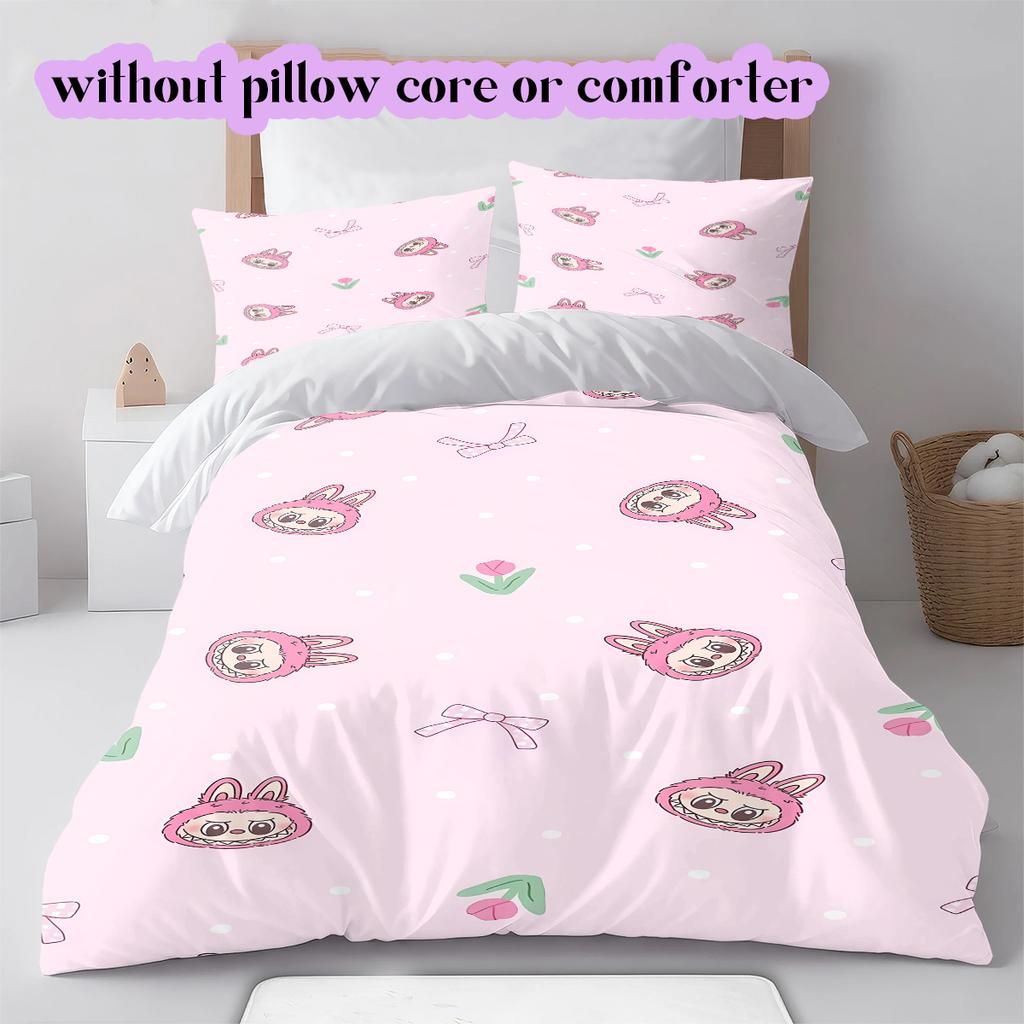 Cartoon characters Pattern Bedding Quilt Set Quilt Cover Pillowcase Home Decoration Birthday Gift (1 * duvet cover + 2 * pillowcase, without core)