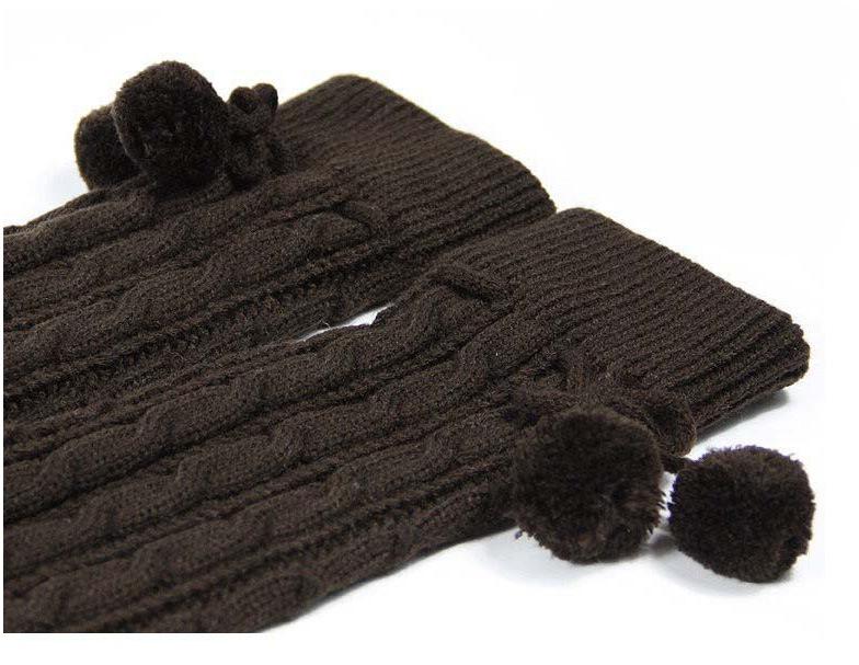 Extra Long Cable Knit Over-the-Knee Leg Warmers with Pom Pom