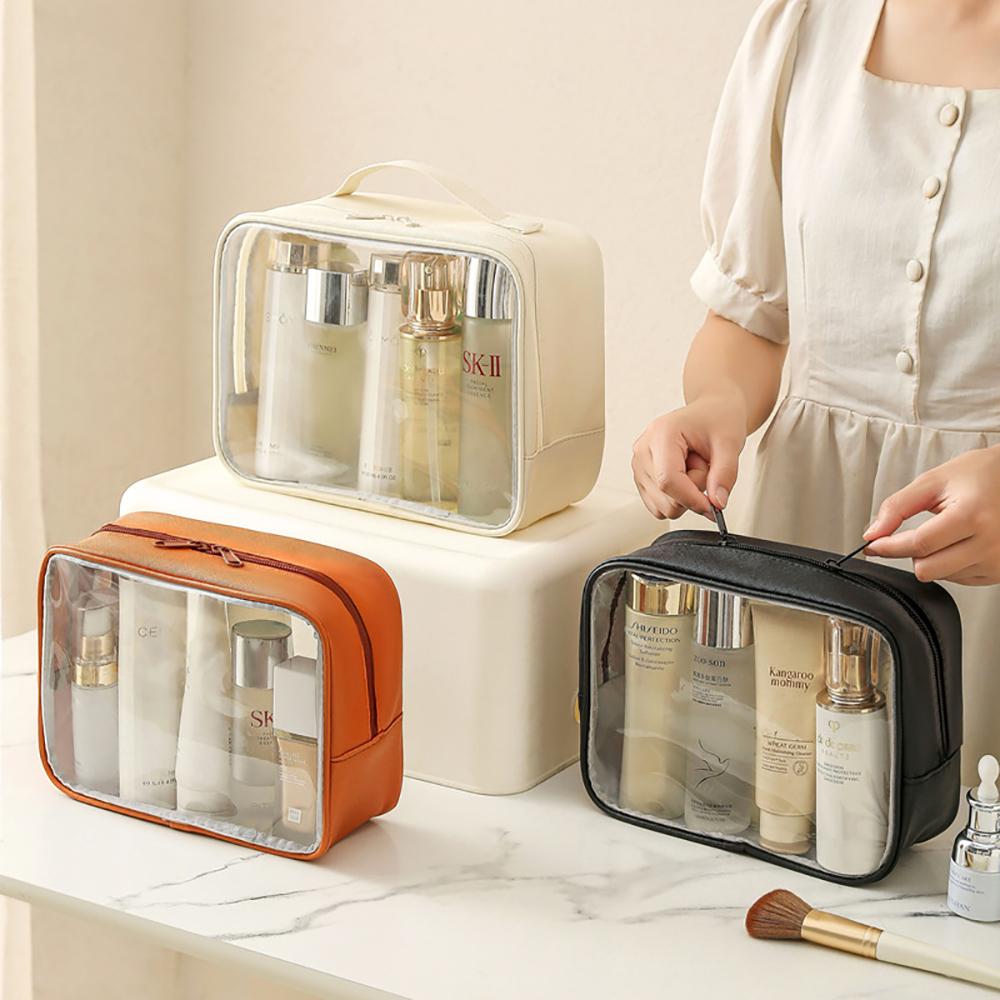Women's Cosmetic Bag Transparent PVC Waterproof Portable Makeup Organizing Bags Travel Swim Outdoor Toiletry Wash Case