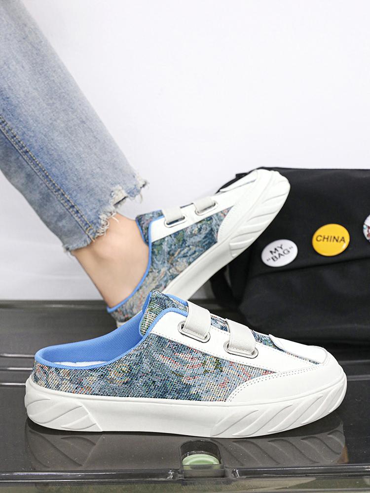 

Полупрозрачные дышащие летающие тканые летние модные туфли мужские туфли ins show board shoes 44 синий