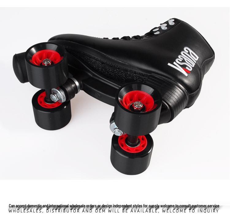 KSANA Setsuna Double-Row Microfiber Leather Roller Skates - Adult Four-Wheel Inline Skates for Professional Figure Skating