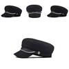 Women Solid Color Stylish Beret Cap Chain Decor Winter Spring Wear Travel Hat