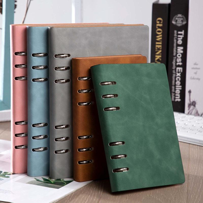 Practical 6 Ring Binder Planner Notebook A5 Refillable Loose Leaf Round Ring Journal Notepad with 100 Sheets Lined Paper
