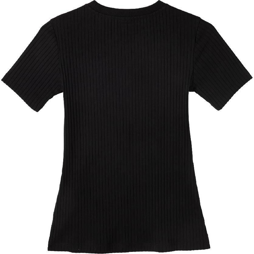 Puma Casual Ribbed Slim Fit Short Sleeve T-Shirt Women Tops Black 631011-01
