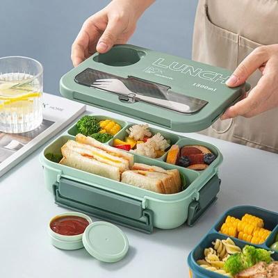 Compartiment 1300ML Draagbare Lunchbox Kids Studenten Kantoor Bento Box Met Vork en Lepel Magnetron Voedsel Opslag Container