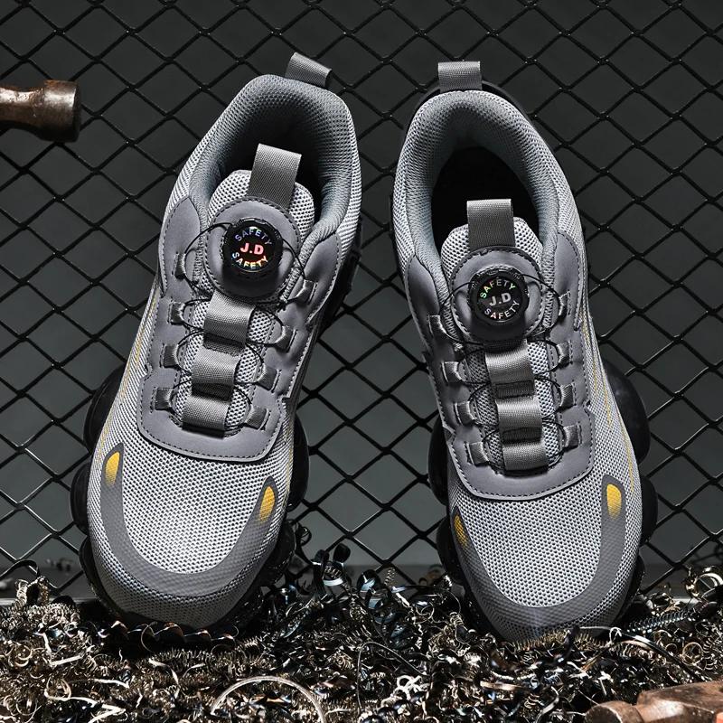 Mens Rotary Button Safety Shoes for Men Anti-impact and Anti-piercing Work Shoes Fashionable Men's Sports Shoes Safety Pro