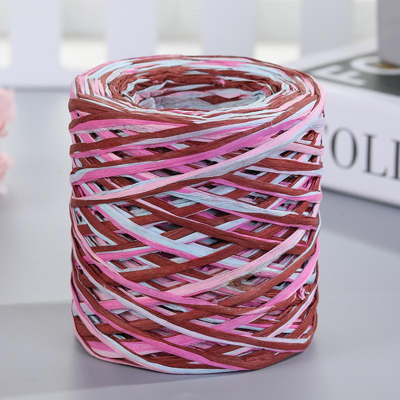 Corde Tressée à la Main pour Maternelle de 200 Mètres, Corde en Papier Rafia Coloré, Ruban d'Emballage pour Pâtisserie Bricolage Tissé à la Main