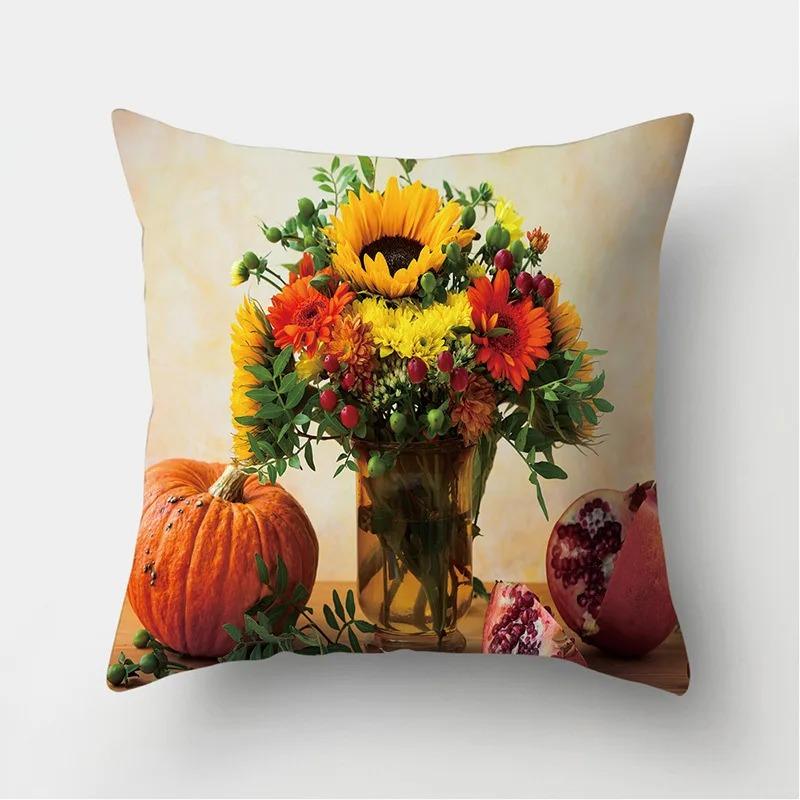 Pink Rose Pattern Pillowcase Office Living Room Home Pillowcase Car Ornaments