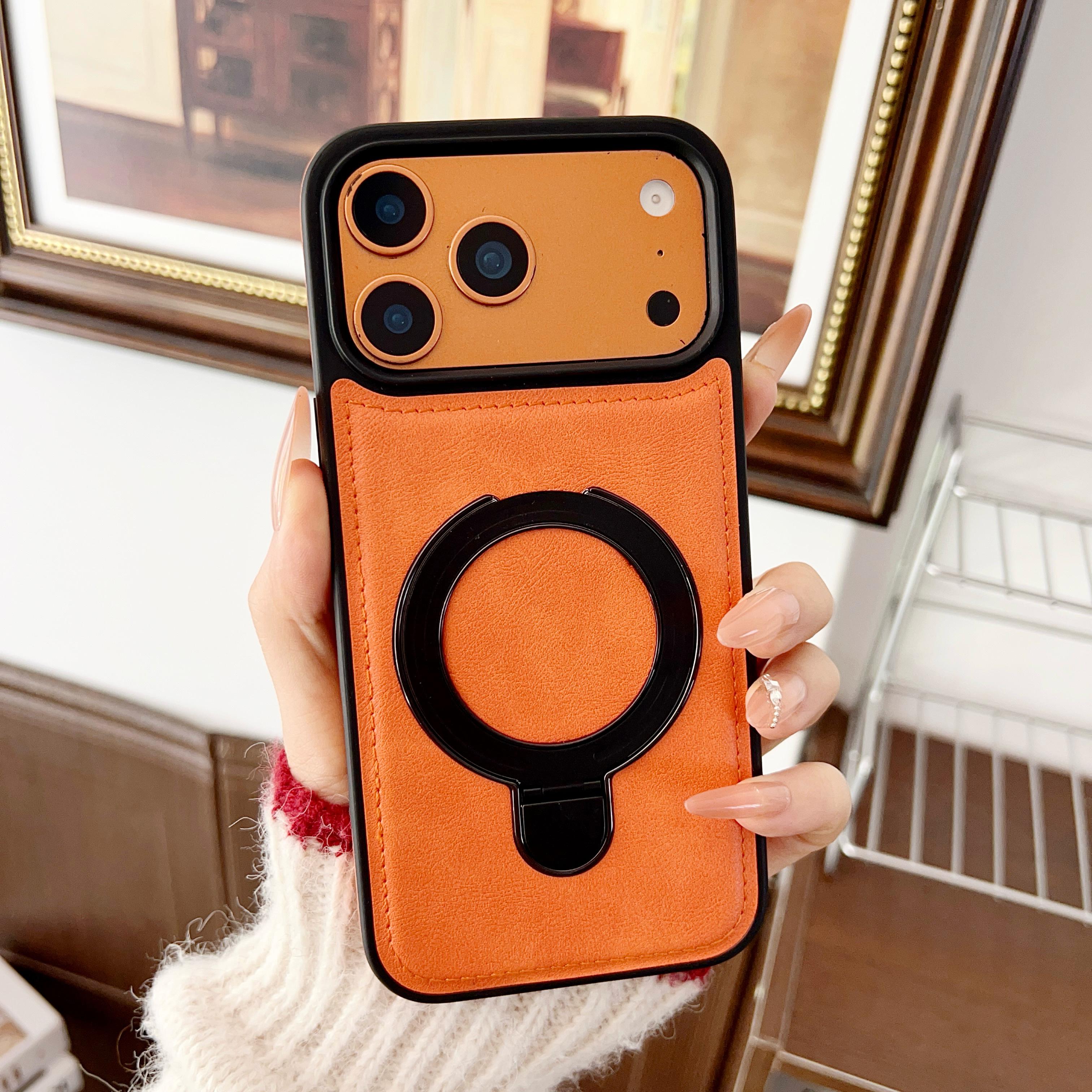 

Business Leather 360 Rotating Bracket Magnetic For Magsafe Case For iPhone Air 17 16 15 14 13 12 11 Pro Max Plus Matte Cover iPhone 11 Pro Max