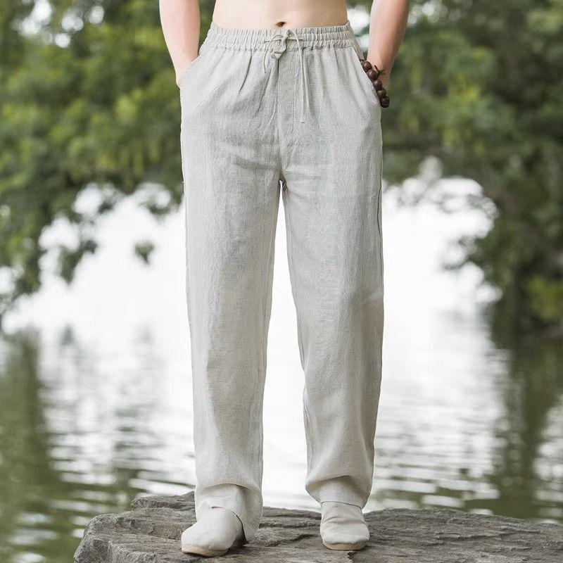 Men's Summer Chinese Style Loose Linen Pants