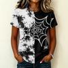 Women's Casual Short Sleeve Round Neck Pullover T-Shirt with Halloween Print