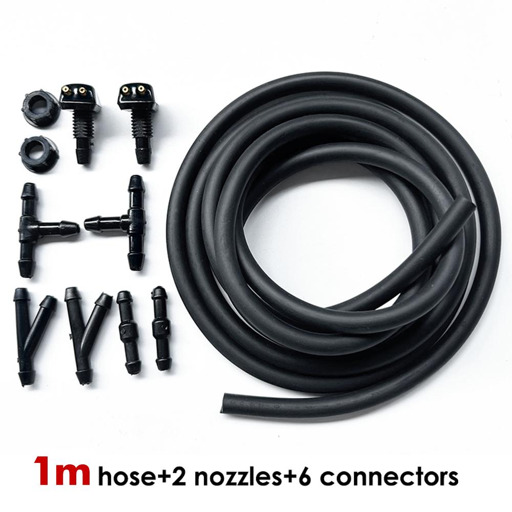 Universal Car Dual Hole Windshield Washer Nozzle Water Spray Nozzle for Most CarsConnector Replacement Wiper Water Spray Jet Kit